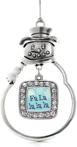 Miniatura 227 de Inspired Silver - Adorno de rodillo de reina - Adorno cuadrado de plata con muñeco de nieve con joyas de circonita cúbica