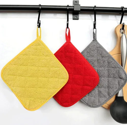 Miniatura 5 de meioro Paquete de 4 agarraderas para cocina resistentes al calor, almohadillas calientes 100% algodón, juego de soportes acolchados para ollas