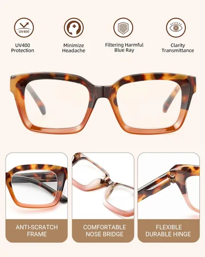Miniatura 3 de JOLISU - Paquete de 5 lentes de lectura para mujeres, lentes de computadora con bloqueo de luz azul, bisagra de resorte