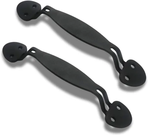 Miniatura 20 de Paquete de 2 manijas de barra recta de 8 pulgadas para puerta de granero, tiradores de hierro fundido negro para puertas correderas, puertas