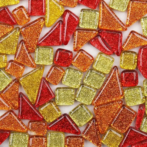 Azulejos de mosaico de colores mixtos de 7.05 oz brillantes piezas de mosaico de cristal de colores brillantes vidrieras a granel formas surtidas
