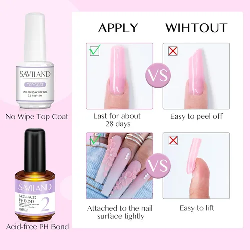 Miniatura 6 de Kit de uñas acrílicas SAVILAND con taladro: juego profesional de polvo acrílico de 0.5Oz transparente/blanco/rosa y líquido de 50ml con taladro