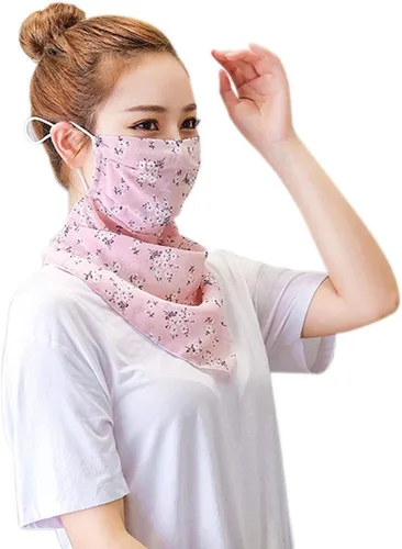 Miniatura 10 de Bufanda tipo bandana para mujeres y niñas, con cintas elásticas para las orejas, polaina para el cuello, pasamontañas, protección contra el polvo