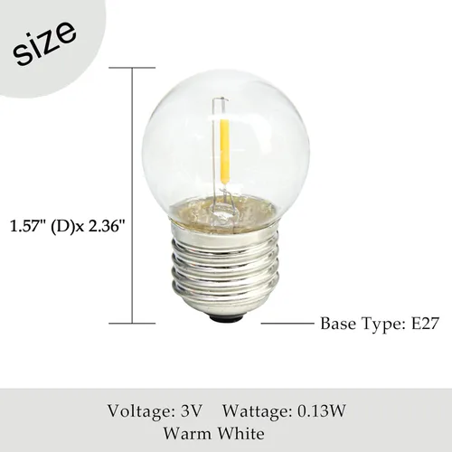 Miniatura 3 de MJ PREMIER Bombilla LED E27 Base Bombillas de repuesto 3V Lámpara de mesa especial personalizada Funciona con pilas Luz blanca cálida (40 x 60)