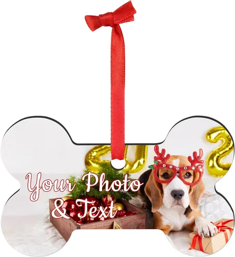 Miniatura 19 de Paquete de 4 adornos de Navidad personalizados 2025 de cerámica personalizada con foto y texto para decoración de árbol de Navidad, primera Navidad