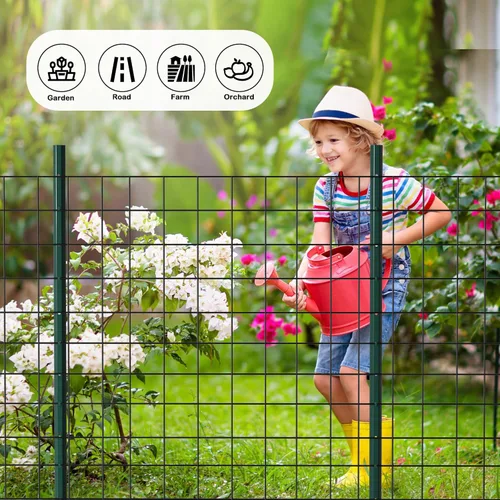 Miniatura 7 de Poste de Valla de Metal de 5 Pies, Poste de Valla de Jardín Resistente para Sostener Cerca de Alambre, Letrero Poste en U Paquete de 10 Postes Verde