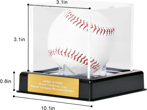 Miniatura 4 de Vitrina de béisbol con grabado, caja de almacenamiento de acrílico con protección UV, soporte negro, regalo perfecto para el día de San Valentín