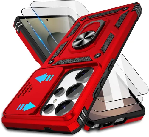 Miniatura 148 de ATUMP Funda para OnePlus Nord N200 5G con protector de pantalla HD con cubierta para cámara deslizante, soporte de anillo de rotación de 360°