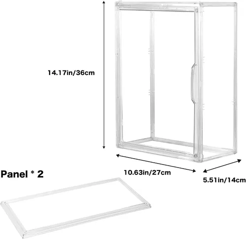 Miniatura 2 de Vitrina acrílica para figuras, organizador de almacenamiento transparente de 3 niveles montado en la pared, caja de exhibición con puerta magnética