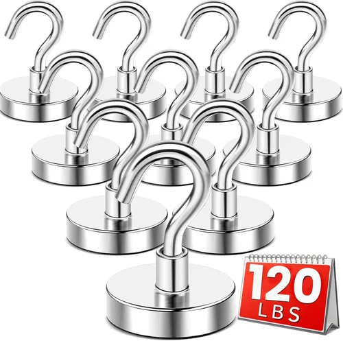 Miniatura 43 de Diymag Ganchos magnéticos, resisten 80 lb, 20 unidades, neodimio de tierras raras fuertes para colgar, colgador magnético para cortina, hogar, Negro