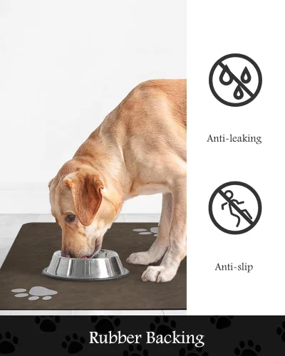 Miniatura 5 de Tapete de alimentación para mascotas, tapete absorbente para perros para cuencos de comida y agua, tapete dispensador de agua de secado rápido sin