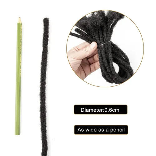 Miniatura 5 de Extensiones de rastas de cabello humano de 6 pulgadas de grosor, 10 hebras, extensiones de cabello humano real, negro natural para mujeres, hombres