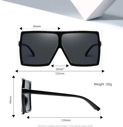 Miniatura 3 de Gafas de sol de 3 piezas para mujer y hombre, montura grande, gafas retro cuadradas