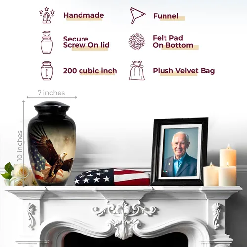Miniatura 3 de Trupoint Memorials Urnas de cremación para cenizas humanas, urna de entierro decorativa militar y patriótica para veteranos hombres y mujeres