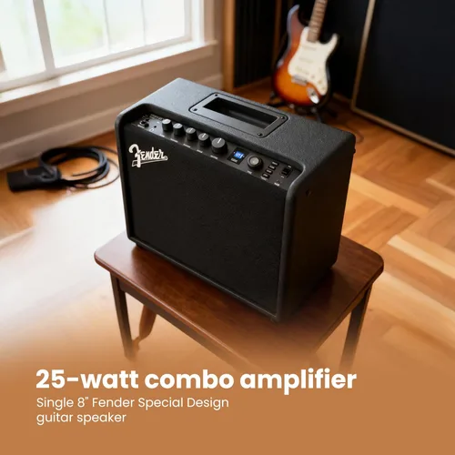 Miniatura 5 de Fender Mustang LT25 - Amplificador combinado de guitarra con cable y paquete exclusivo de púas de 12 piezas de Austin Bazaar