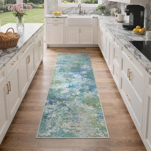 Miniatura 4 de GENIMO Alfombra antideslizante de 2 x 6 pies, lavable para pasillos de cocina, alfombras de cocina modernas abstractas, alfombra ligera de pelo bajo