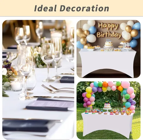 Miniatura 6 de Fixwal Paquete de 10 Cubiertas de Mesa de Spandex de 6 Pies para Mesas de 6 Pies, Mantel Rectangular Elástico Ajustado, Cubierta de Mesa de Patio