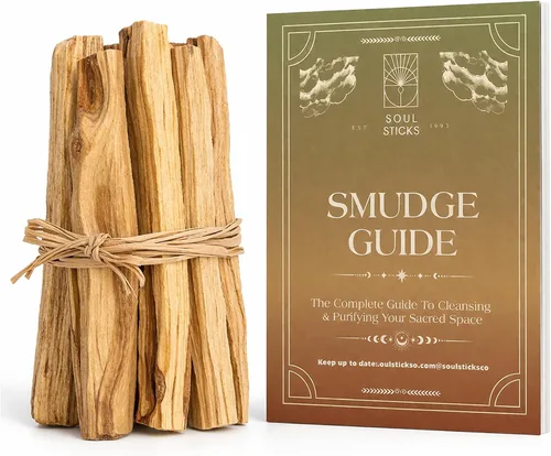 Ancient VEDA Varillas de palo santo peruano 6 piezas con guía de sahumado – Alto contenido de resina, madera santa aromática de olor dulce para