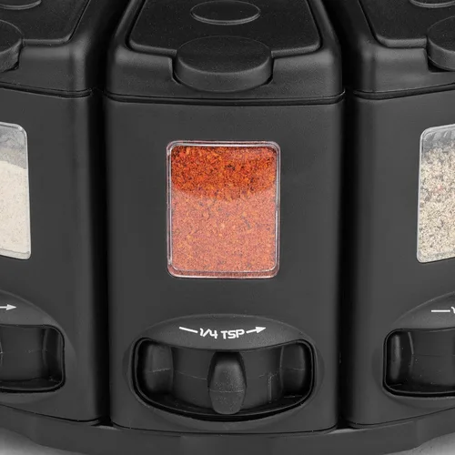 Miniatura 7 de Kitchen Art Select-A-Spice - Carrusel de medición automática Pro de 12 compartimentos para especias, color negro, 9.5 x 9.5 x 6.5 pulgadas