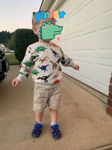 Miniatura 3 de Popshion - Sudaderas de dinosaurios para niños, pulóveres deportivos de caricaturas de manga larga, tallas 1-7T