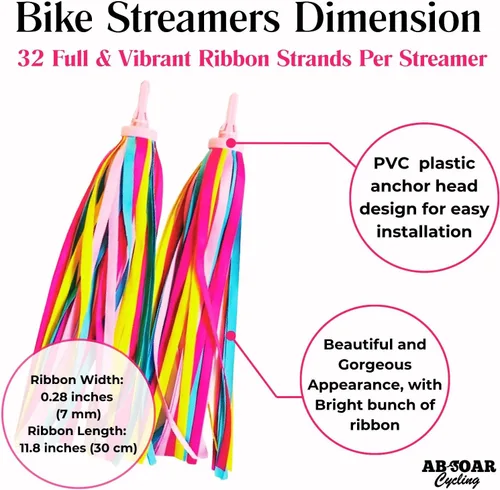 Miniatura 6 de Colorido bicicleta Streamer niñas niños bicicleta borla cinta manillar scooter serpentinas 2 pares 32 bandas
