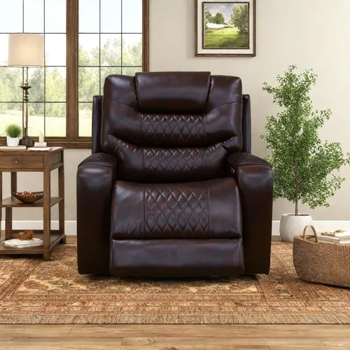 Miniatura 2 de Juego de muebles para sala de estar, juego de sofá reclinable con alimentación, sofás reclinables de cuero de aire con puertos USB incorporados