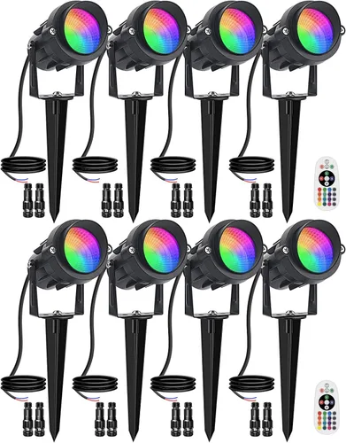 Miniatura 9 de Luces de paisaje de bajo voltaje, iluminación LED de paisaje para exteriores con conectores, 5 W, 500 lm, focos de lente de enfoque, 24 V CA/CC 3000