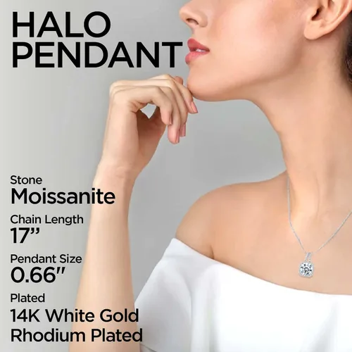Miniatura 3 de Timeless Whispers Collares con colgante de moissanita de plata 925 con cadena, collar redondo de plata 100% hipoalergénico sin plomo ni níquel