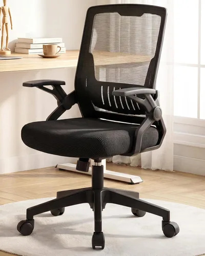 Miniatura 3 de GTPLAYER Silla de oficina ergonómica con reposabrazos abatibles, silla ejecutiva para computadora en casa, malla transpirable y cómodo soporte negro