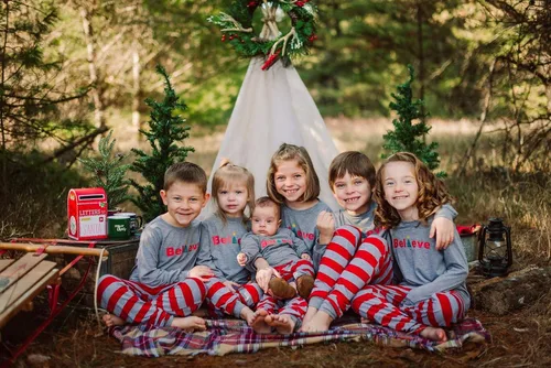 Miniatura 6 de IFFEI - Conjunto de pijamas familiares de Navidad con estampado de letras ropa de dormir a cuadros