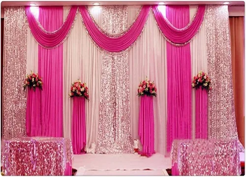 Miniatura 12 de Cortinas profesionales de gasa transparente para telón de fondo de boda, kit de tubo y cortina de 10 pies para escenario, cabina de fotos, teatro