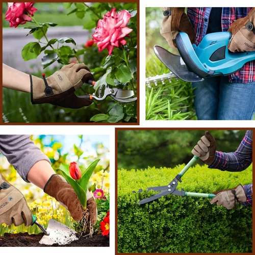 Miniatura 4 de WZQH Guantes de trabajo de cuero para hombres o mujeres. Guante grande para jardinería, soldadura TIG/MIG, construcción, motosierra, granja, rancho