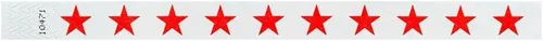 Miniatura 3 de 500 pulseras Tyvek de estrellas rojas de Wristco para eventos, cómodas pulseras de papel resistentes a desgarros, pulseras de identificación
