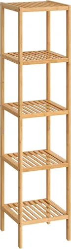 Miniatura 14 de SONGMICS Estantería de almacenamiento de bambú, estantería de 5 niveles, multifuncional, en la entrada, baño, sala de estar, balcón, cocina, 10.2 x