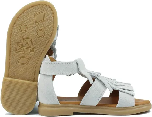 Miniatura 5 de Muy Guay Sandalias de cuero genuino para niñas pequeñas, sandalias de borlas blancas para verano, zapatos planos para caminar con suela de goma