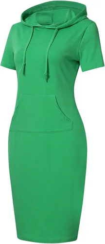 Miniatura 2 de MISSKY Women Stripe Pocket Knee Length Slim Casual Pullover Hoodie Dress