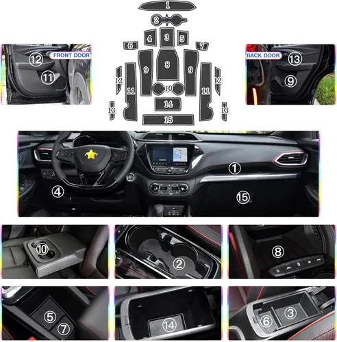 Miniatura 2 de SKTU para 2021 2022 2023 2024 2025 2026 Alfombrilla antideslizante para ranura de puerta interior de Chevy Trailblazer 2024 2025 2026 Alfombrilla