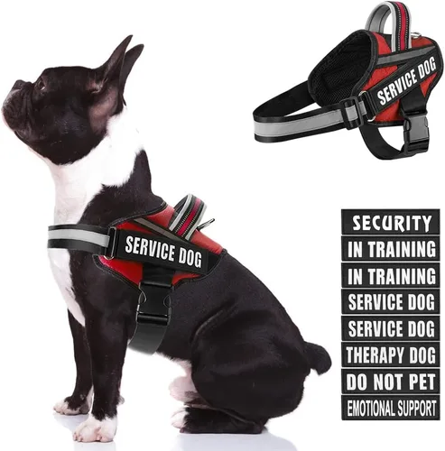 Miniatura 36 de Juego de arnés y parches para chaleco de perro, arnés para perro de servicio en entrenamiento Animire con 10 parches para perros, chaleco Rosa