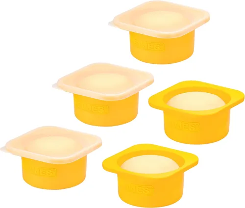 Recipientes apilables de silicona para pruebas de masa de pizza artesanal con tapas, 5 paquetes-16.9 fl oz porción (amarillo)