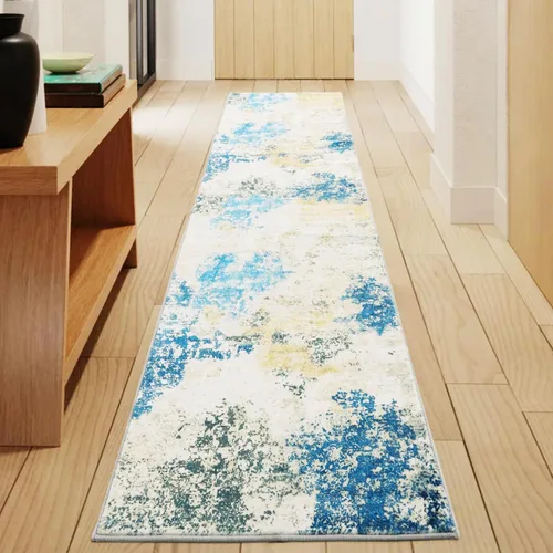 Miniatura 57 de Carvapet 9x12 Alfombras grandes para sala de estar y dormitorio, alfombra moderna lavable azul de pelo bajo con respaldo de goma, plegable, alfombra
