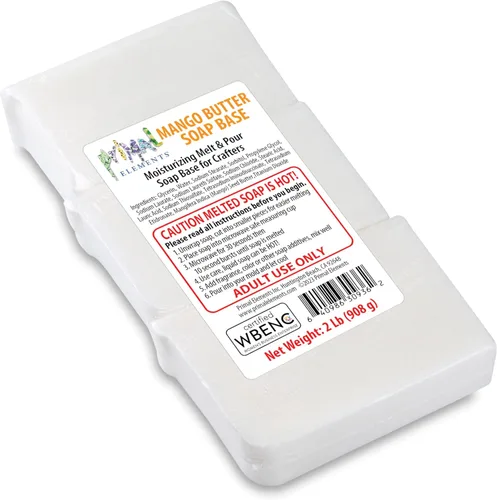 Primal Elements Base de jabón de mantequilla de mango – Base de jabón de glicerina hidratante para derretir y verter para manualidades y hacer