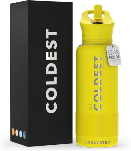 Miniatura 101 de Coldest - Botella para agua con tapa que incluye pajilla, térmica y metálica (acero inoxidable), para hombres y mujeres, color morado