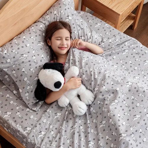 Miniatura 6 de Berkshire Blanket Peanuts - Juego de sábanas para niños, tamaño individual, 3 piezas, Peanuts Mini Poses and Paws Grey, lindo personaje Snoopy Maní