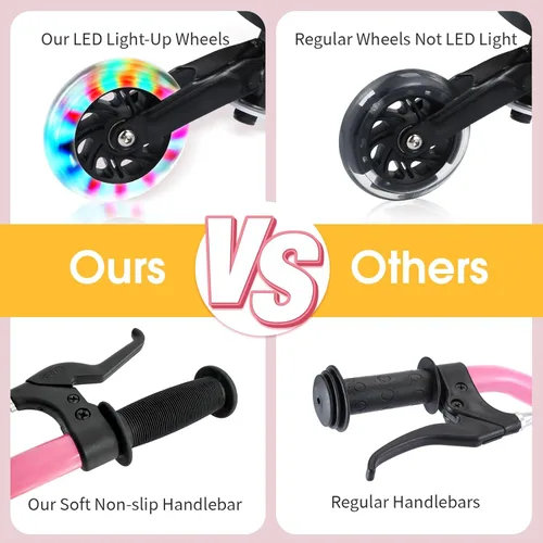Miniatura 6 de Swing Scooter for Kids, 3 Wheels Foldable Wiggle Kick Scooter Push Drifting with 4 Adjustable Handlebar & 2 Rear LED Wheel for Boys and Girls Ages