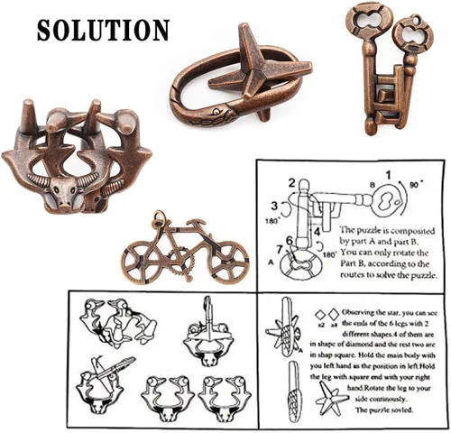 Miniatura 6 de MHY Rompecabezas Mentales de Metal Jumbo para Adultos - Paquete de 4 Juegos Mentales 3D Desafiantes con Estuche Portátil Juguetes de Lógica