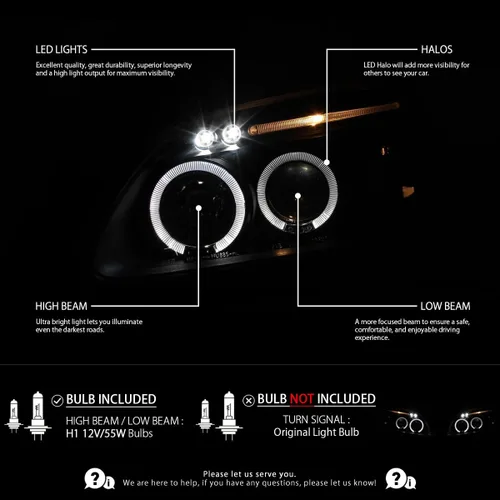 Miniatura 2 de Autozensation Compatible con Honda Civic 1996-1998, conjunto de faros delanteros izquierdo y derecho, faros delanteros de proyector, color negro