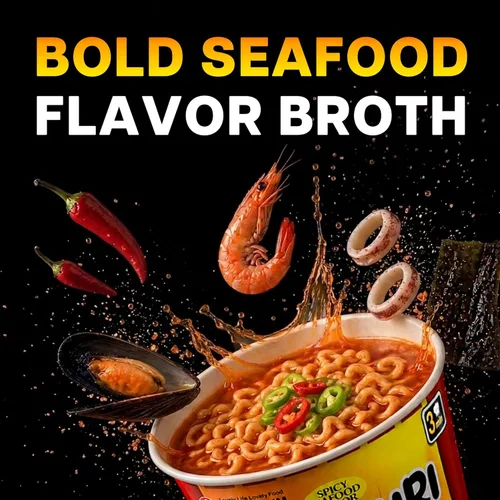 Miniatura 2 de Nongshim Fideos Ramen, taza gourmet de ramen instantáneo, sopa de fideos premium para microondas, mariscos picantes Neoguri, 2.64 onzas