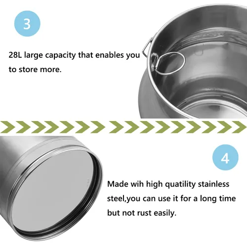 Miniatura 5 de Fulgutonit Lata de leche de 28L/7.8 galones de acero inoxidable 304 resistente para jarra de leche, cubo de vino, jarra de gran capacidad con tapa