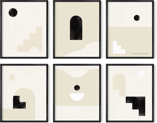 Miniatura 41 de HAUS AND HUES Arte abstracto negro para pared, juego de 6 impresiones artísticas modernas de líneas negras y grises, arte abstracto geométrico Juego