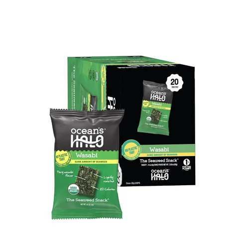 Miniatura 8 de Ocean's Halo Snacks de algas orgánicas – Cebolla Maui, sin bandeja, veganos, crujientes salados, paquete de 20 (0.14 onzas cada uno)